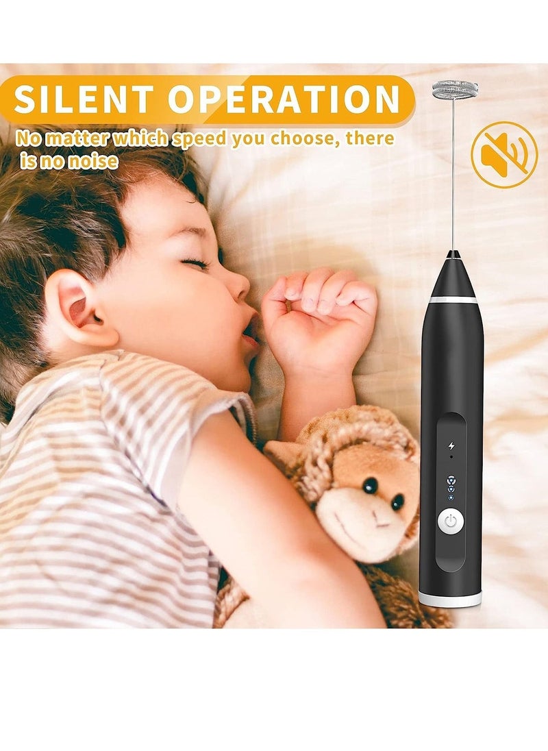 خافق حليب، خفاقة بيض كهربائية محمولة قابلة لإعادة الشحن عبر USB مع خفاقات من الفولاذ المقاوم للصدأ و 3 سرعات قابلة للتعديل، خلاط صغير لمزج المشروبات، خافق حليب للقهوة والشوكولاتة ومزج البيض - Image 4