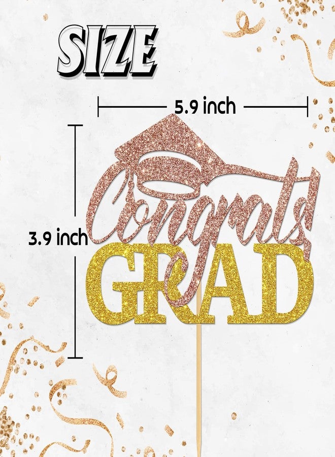 Helewilk Congrats Grad Cake Topper,Grad Cap Cake Decor Rose Gold Glitter - MBA/BSN/RN/Police/Lawyer Graduation Party Decorations - Image 2