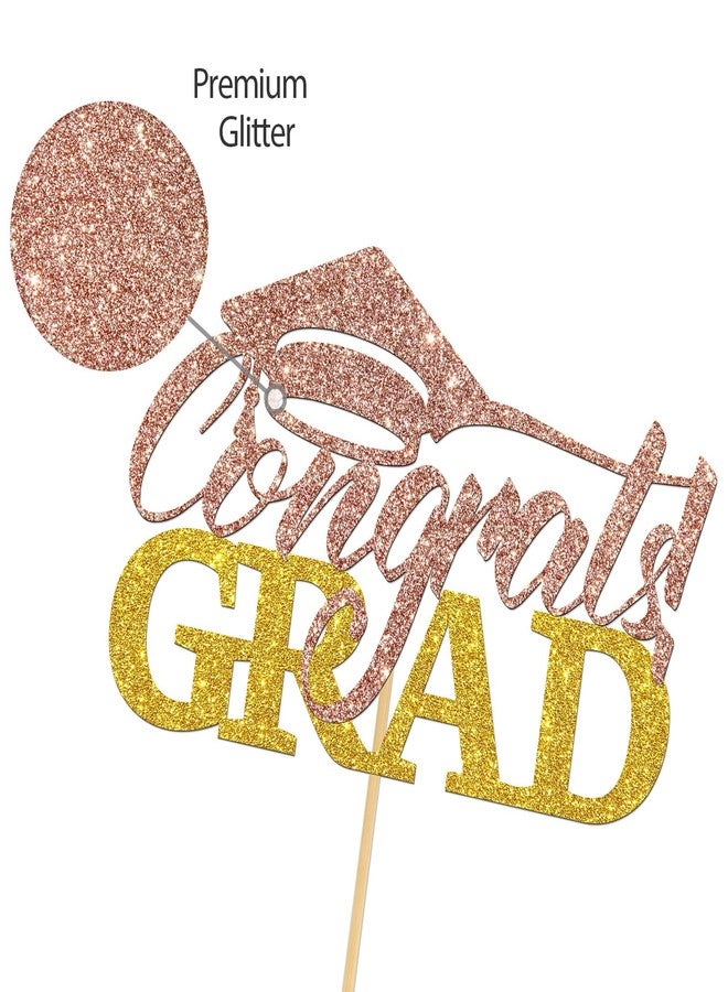 Helewilk Congrats Grad Cake Topper,Grad Cap Cake Decor Rose Gold Glitter - MBA/BSN/RN/Police/Lawyer Graduation Party Decorations - Image 3