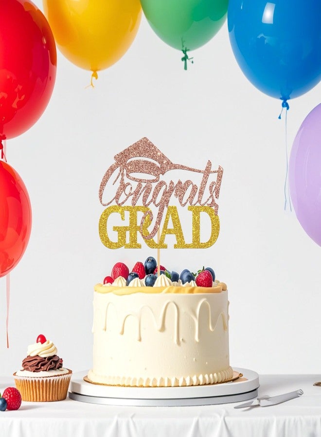 Helewilk Congrats Grad Cake Topper,Grad Cap Cake Decor Rose Gold Glitter - MBA/BSN/RN/Police/Lawyer Graduation Party Decorations - Image 5