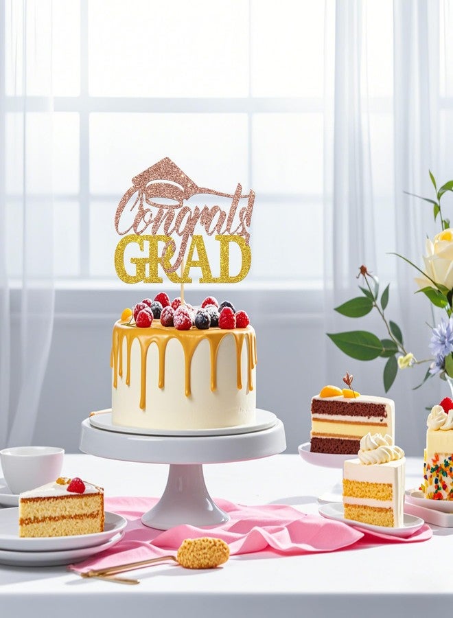 Helewilk Congrats Grad Cake Topper,Grad Cap Cake Decor Rose Gold Glitter - MBA/BSN/RN/Police/Lawyer Graduation Party Decorations - Image 4