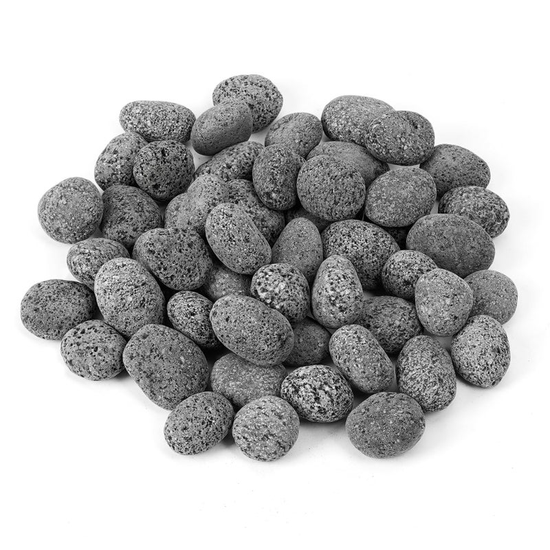 Skyflame Black Natural Tumbled Stones Round Lava Rock Pebbles for Indoor Outdoor Gas Fire Pit | Fireplaces | Garden Landscaping Decoration | Cultivation of Potted Plants | 10 Pounds | 1/2-1 Inch Size