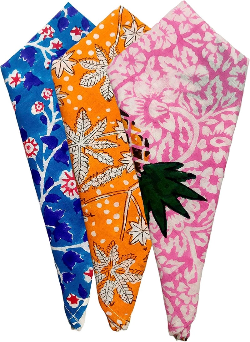 Craft kala 20 Pc Assorted Cotton Cloth Napkins Hand Block Print Hand Made Size 16x16 Inches Printed Home Decor Indian Eco Friendly Dinner Napkins Kitchen Tea Party Wedding Restaurant Indoor Outdoor - Image 1