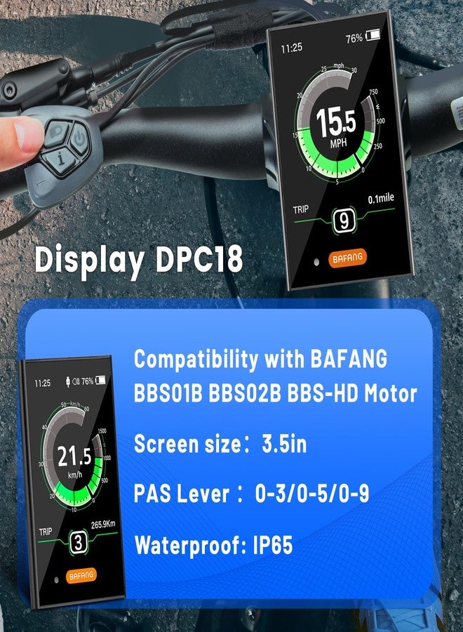 BAFANG Ebike Display DPC18 for BBS01B BBS02B BBSHD UART Version Mid Drive Motor, 0-9 Pedal Assist Levels E-Bike Computer Display - Image 3