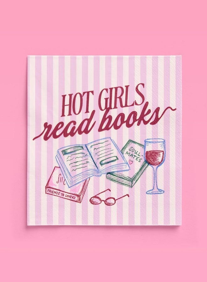 xo, Fetti Hot Girls Book Club Napkins - 25 Paper Napkins | Book Club Party, Girls Night, Bookish Decor, Pink Striped, Literary Theme, Brunch - Image 4