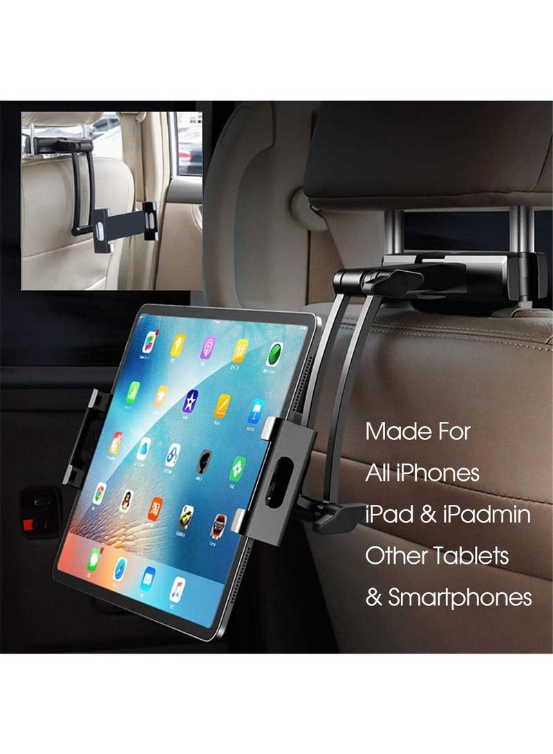 هوديوس حامل تابلت وهاتف قابل للتعديل للسيارة مثبت على المقعد الخلفي لأجهزة iPad 4.7-12.9 بوصة مع شاشة دوارة وزاوية عرض قابلة للتعديل مناسب للاستخدام اليومي والسفر والسيارات - Image 3