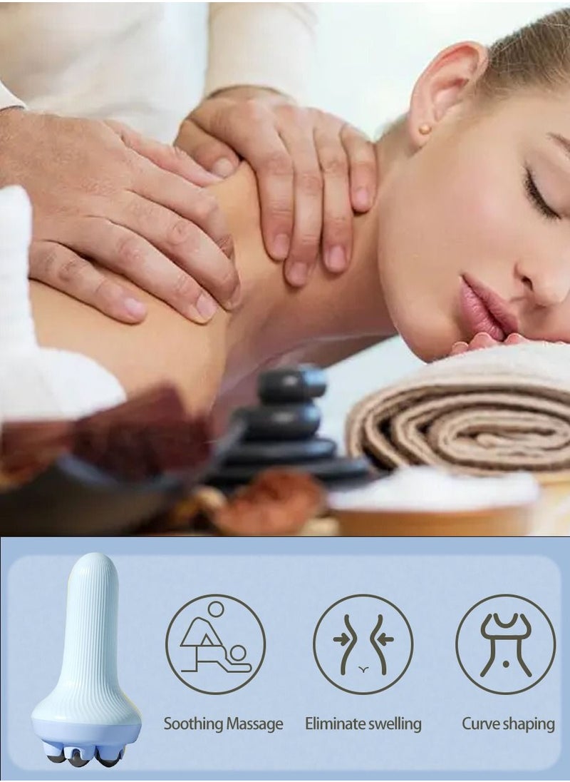 MileMelo 5 Magnetic Beads Massager, Abdominal Burning Rotating Magnetic Beads Massage Roller Handheld 360 Degrees Blue  - Image 5