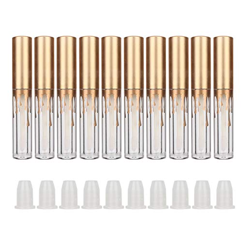 Rotekt1740 10 pcs Empty Lip Gloss Tubes, Transparent and Glod Plastic Lip Gloss Tube Containers DIY Lipstick Balm Travel Makeup Transparent Bottle With Matte Gold Cap Lip Gloss Bottles - Image 1