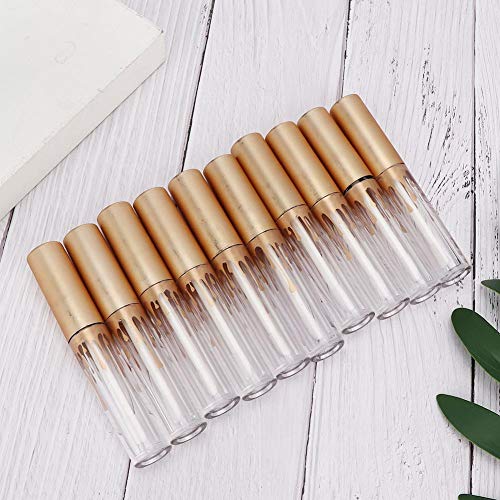 Rotekt1740 10 pcs Empty Lip Gloss Tubes, Transparent and Glod Plastic Lip Gloss Tube Containers DIY Lipstick Balm Travel Makeup Transparent Bottle With Matte Gold Cap Lip Gloss Bottles - Image 2