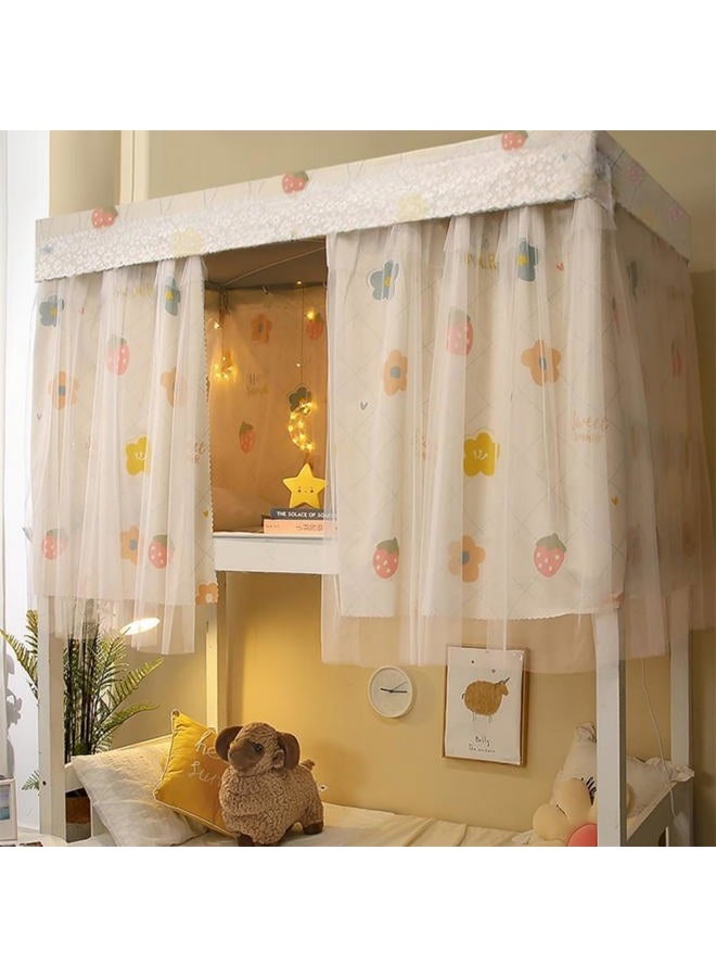 ITODA Bed Curtain Dorm Home Upper&Bottom Bed Cloth Curtain Lightproof Bed Tents Drapes Breathable Dustproof Bed Canopy with Rope Buckles(1 Panel) - Image 5