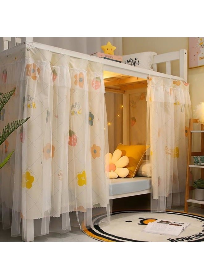 ITODA Bed Curtain Dorm Home Upper&Bottom Bed Cloth Curtain Lightproof Bed Tents Drapes Breathable Dustproof Bed Canopy with Rope Buckles(1 Panel) - Image 1