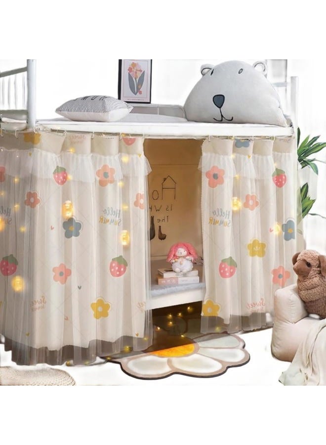 ITODA Bed Curtain Dorm Home Upper&Bottom Bed Cloth Curtain Lightproof Bed Tents Drapes Breathable Dustproof Bed Canopy with Rope Buckles(1 Panel) - Image 2