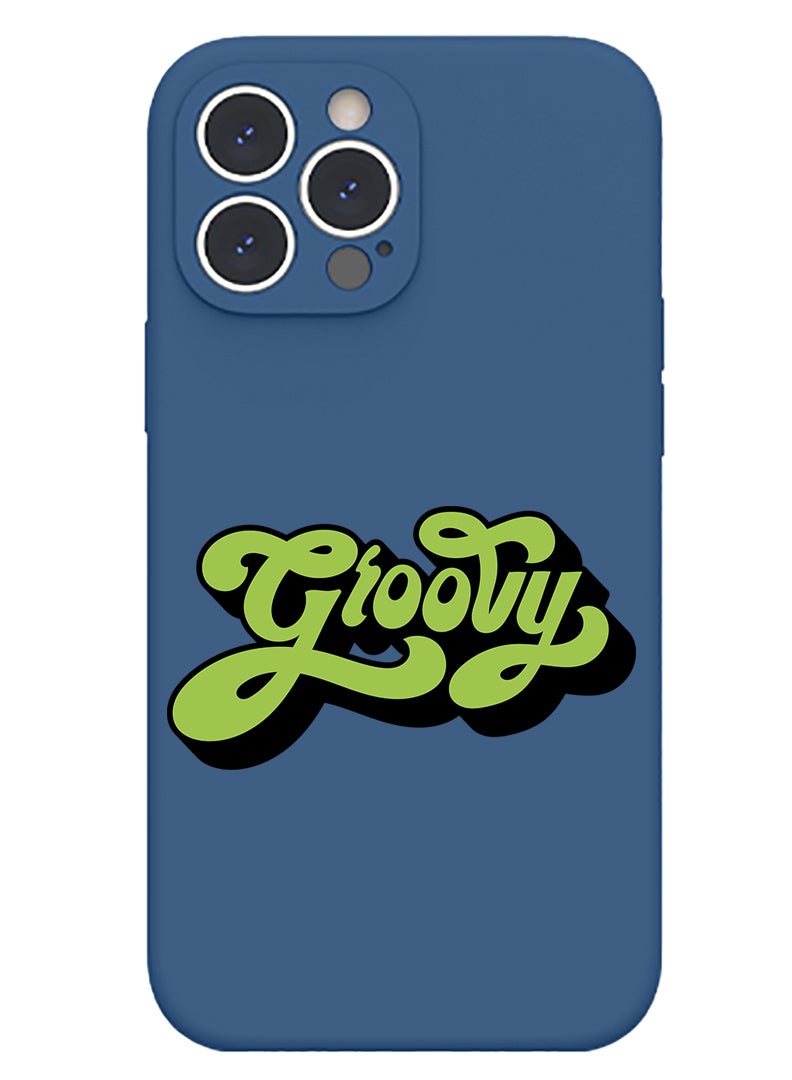 Theodor Protective Slim Fit Case Liquid Silicone Cover with Full Body Protection Anti-Scratch Shockproof Case For iPhone 12 Pro Max Blue  - Groovy-01 - Image 1