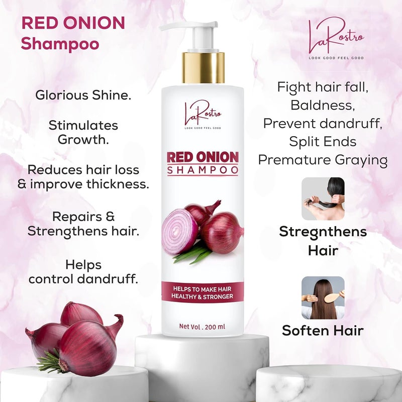 La Rostro Combo of Vitamin C Face Wash For Acne And Pimple 2 Piece 100ml And Red Onion Shampoo For Anti Hair Fall Anti Dandruff 200ml - Image 5