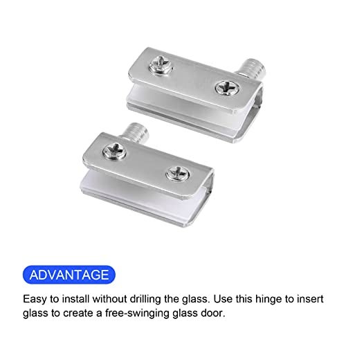 METALLIXITY Glass Door Pivot Hinge (for 5-8mm Thickness) 2Pcs, Stainless Steel Adjustable Glass Clips Clamp - for Furniture Repair, Bedroom, Silver Tone - Image 4