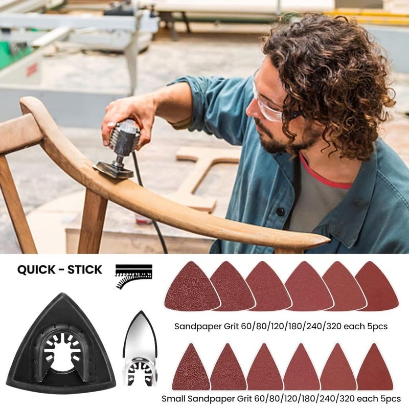 CONNOO 96 Pack Oscillating Saw Blades, CONNOO Oscillating Tool Blades Accessories with Sandpaper, Multitool Bi-Metal Blades for Wood Metal Plastics Quick Release Blades for Oscillating Tools - Image 5