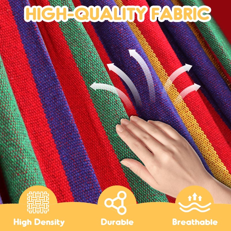 ANYOO Cotton Hammock Portable Camping Hammocks for Hanging Sturdy Garden Comfortable Fabric Hammock with Tree Straps Up to 660lbs with Travel Bag for Camping Outdoor/Indoor Patio Backyard - Image 3