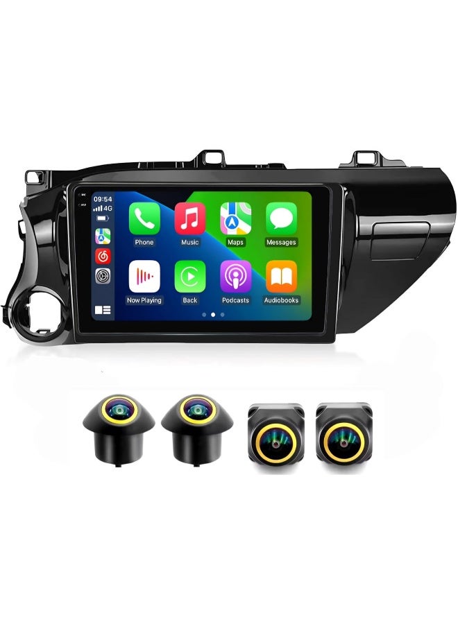 Vierex Fit Toyota Hilux Android Car Stereo Hilux 2015-2020 With Apple Carplay Android Auto Wireless AHD Camera Included Fast Interface Bluetooth WiFi DSP FM&AM (8+128GB 2K Screen 360D) - Image 1