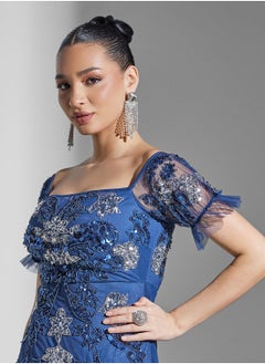 Floral Embellished Bardot Puff Sleeve Dress - pzsku/ZE3AC742FA5236F5C947EZ/45/_/1730374902/65a9b3f9-9c07-4ee8-9b41-b07432c52fd7