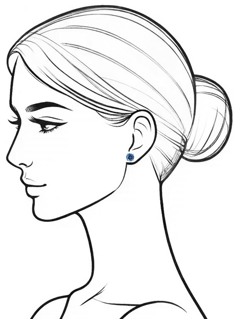 غَيْرُ مَألُوف أقراط عالية الكربون بتقليد الماس الأزرق بوزن 2+2 قيراط، سديم لاجون - Image 3