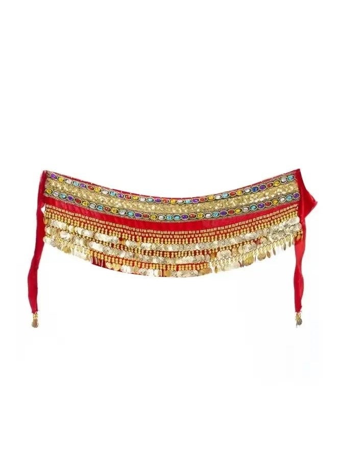yongsheng Women Belly Dance Skirt Belly Dance Costume Belt Belly Dancing Hip Scarf Dancer Hipscarf Beads Coins for Ladies Girls，Hip Scarf Belly Dance Belt  - Image 2