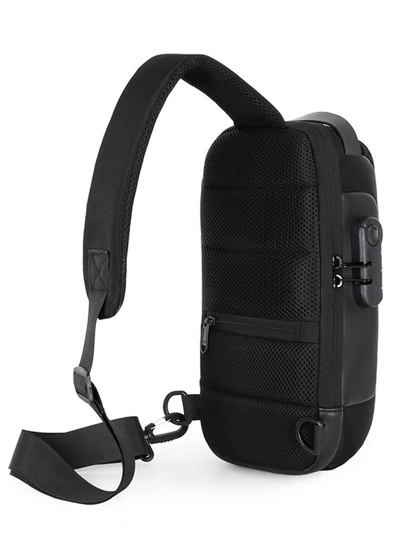 HIKE Unisex Crossbody Bag Water Resistant Anti-Theft Shoulder Bag with Built in USB Port and 3-Digit Combination lock for Business Travel Outdoor Shopping, HKSBYG-BLACK - Image 3