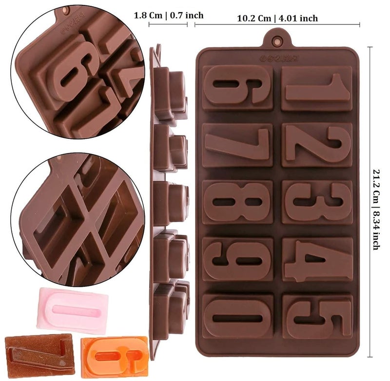 MoldBerry MoldBerry Number Chocolate Mould Silicone 10 Cavity 0 to 9 Number Candy Mold Baking Tools for Cake Decoration Chocolate Ice JellO Candle Pack of 1 Multi Color - Image 2