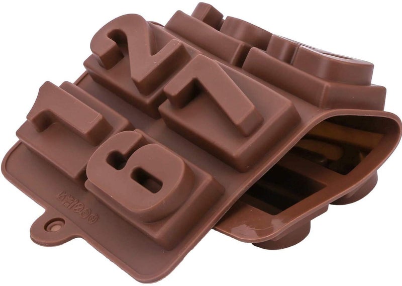 MoldBerry MoldBerry Number Chocolate Mould Silicone 10 Cavity 0 to 9 Number Candy Mold Baking Tools for Cake Decoration Chocolate Ice JellO Candle Pack of 1 Multi Color - Image 3