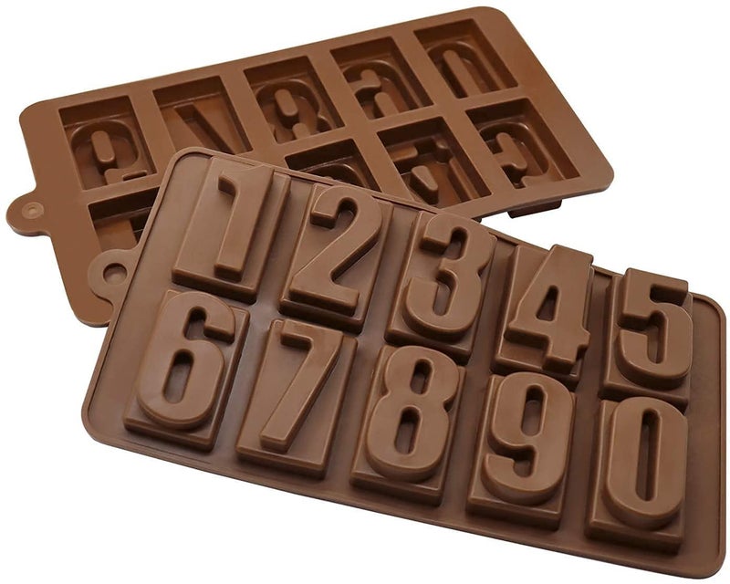 MoldBerry MoldBerry Number Chocolate Mould Silicone 10 Cavity 0 to 9 Number Candy Mold Baking Tools for Cake Decoration Chocolate Ice JellO Candle Pack of 1 Multi Color - Image 1
