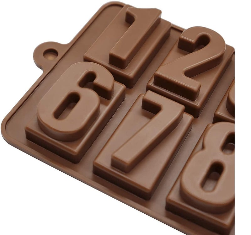 MoldBerry MoldBerry Number Chocolate Mould Silicone 10 Cavity 0 to 9 Number Candy Mold Baking Tools for Cake Decoration Chocolate Ice JellO Candle Pack of 1 Multi Color - Image 4
