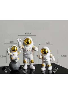 Geekmonkey Geekmonkey Set of 3 Astronaut Figure | White-Gold | Exclusive & Limited Edition (Gold Visor Jumping)  - Image 5
