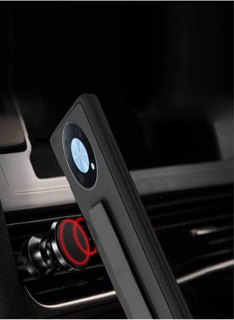 ELTRAZONE - Hand Grip Magnetic Case Cover for Huawei Nova Y90 – Black, Shockproof, Impact Resistant, Built-In Iron Frame, Finger Strap, Foldable Kickstand, Ergonomic Design for Secure Grip, Full Access to Ports - Image 1