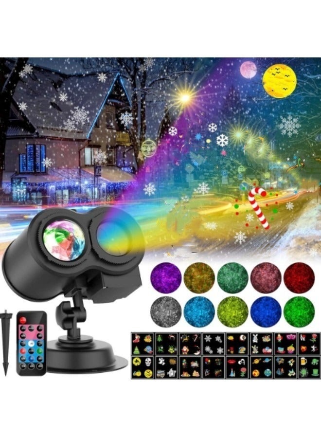 GGEROU Snowflake Projector Lights, Rotating Highlight Dynamic LED Snow Light Projection, 16 Patterns  - Image 1