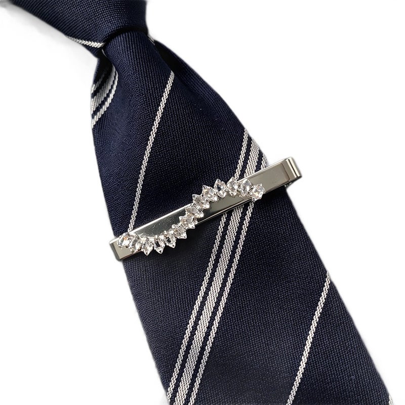 Xin Long Tai Luxury Zircon Tie Clip for Men and Women, Silver with Diamond Accent - Business Suit Accessory - Image 5