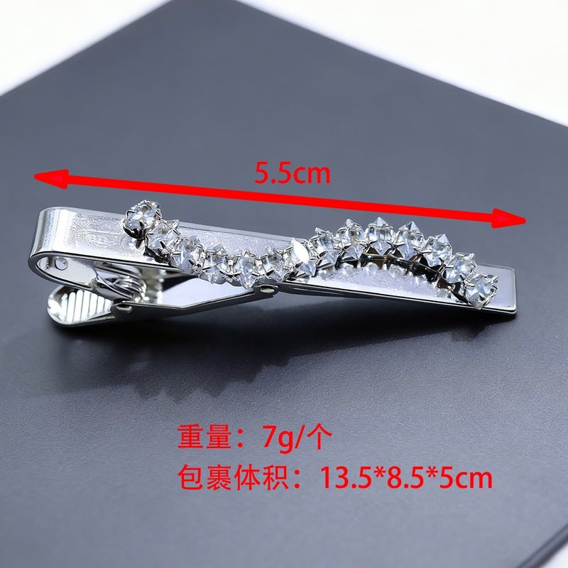 Xin Long Tai Luxury Zircon Tie Clip for Men and Women, Silver with Diamond Accent - Business Suit Accessory - Image 4