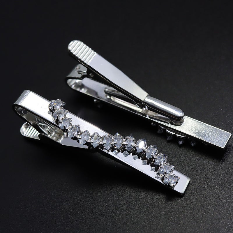 Xin Long Tai Luxury Zircon Tie Clip for Men and Women, Silver with Diamond Accent - Business Suit Accessory - Image 3