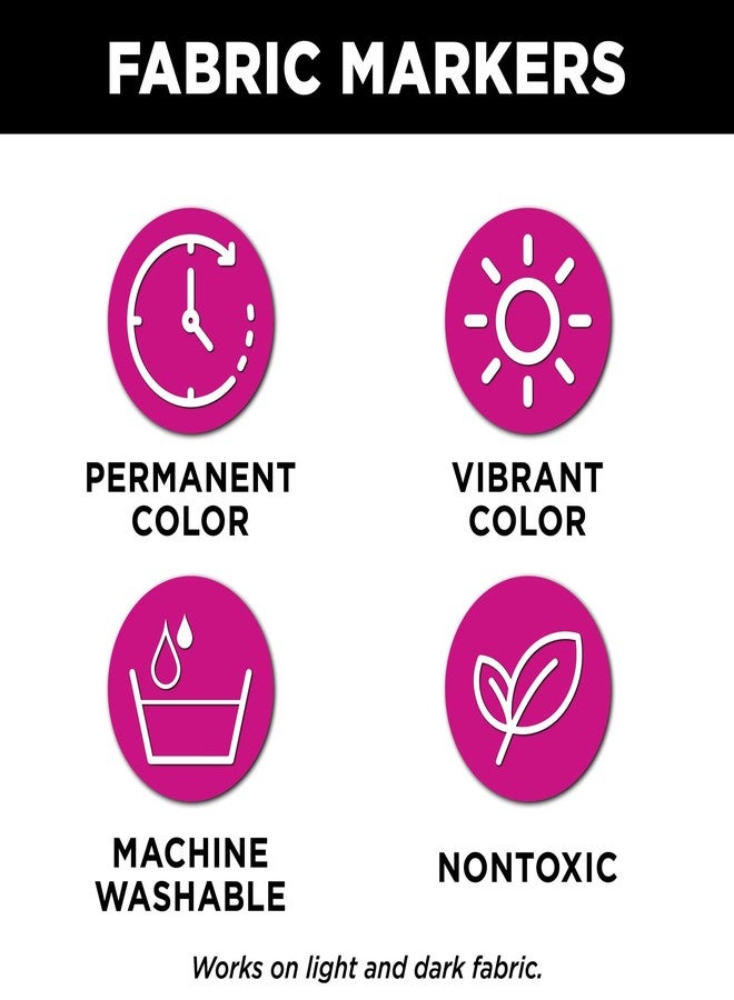 Tulip Mega Fabric Markers 4 Pack, Essentails for Light and Dark Fabrics, Bullet Tip - Image 4