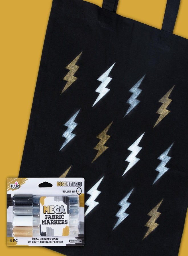 Tulip Mega Fabric Markers 4 Pack, Essentails for Light and Dark Fabrics, Bullet Tip - Image 2