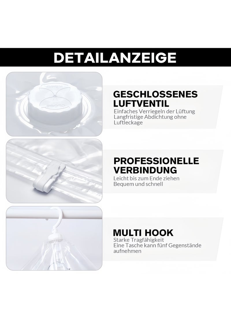 أكياس تخزين مفرغة من الهواء، موفرة للمساحة، طويلة 70×120 سم، أكياس تخزين مفرغة من الهواء للبدلات والفساتين والمعاطف أو السترات، تخزين وتنظيم خزانة الملابس 5 أكياس تخزين ملابس 70×90 سم + مضخة تفريغ مجانية - Image 3