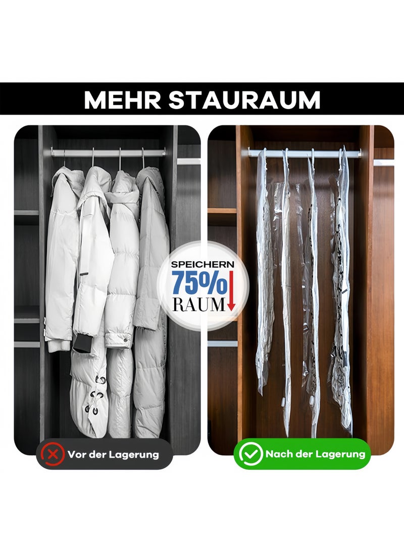 أكياس تخزين مفرغة من الهواء، موفرة للمساحة، طويلة 70×120 سم، أكياس تخزين مفرغة من الهواء للبدلات والفساتين والمعاطف أو السترات، تخزين وتنظيم خزانة الملابس 5 أكياس تخزين ملابس 70×90 سم + مضخة تفريغ مجانية - Image 4