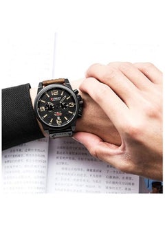CURREN Mens Leather Strap Watches Waterproof Chronograph Date Analog Quartz Watch  - Image 4
