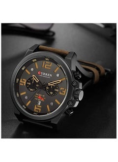 CURREN Mens Leather Strap Watches Waterproof Chronograph Date Analog Quartz Watch  - Image 3