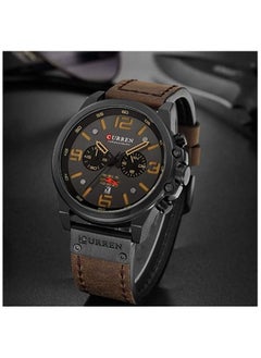 CURREN Mens Leather Strap Watches Waterproof Chronograph Date Analog Quartz Watch  - Image 2
