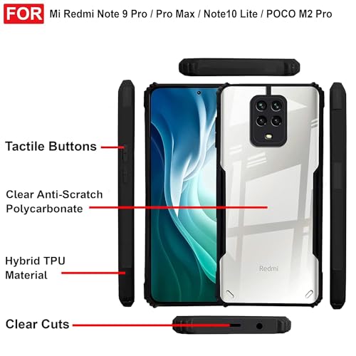 SHINESTAR Redmi Note 9 Pro/Poco M2 Pro/Note 9 Pro Max Back Cover Case | Ultra Thin 360 Degree Protection Crystal Clear Tranparent Bumper Back Cover Case - Black - Image 5