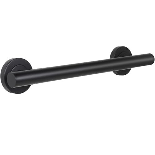 Lava Odoro Shower Grab Bar Modern Stainless Steel Handicap Grab Bar for Bathtubs and Showers Shower Safety Bar for Seniors Disabled ADACompliant Matte Black 12 Inch - Image 1