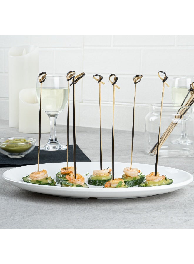 Restaurantware 6 Inch Twisted Bamboo Skewers, 1000 Sturdy Disposable Bamboo Food Picks - Sturdy, Looped Knot, Black Bamboo Appetizer Picks, Sustainable, For Serving Appetizers and Cocktail Garnishes  - Image 4