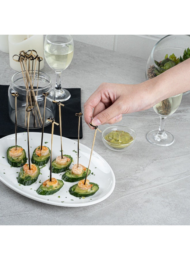 Restaurantware 6 Inch Twisted Bamboo Skewers, 1000 Sturdy Disposable Bamboo Food Picks - Sturdy, Looped Knot, Black Bamboo Appetizer Picks, Sustainable, For Serving Appetizers and Cocktail Garnishes  - Image 5