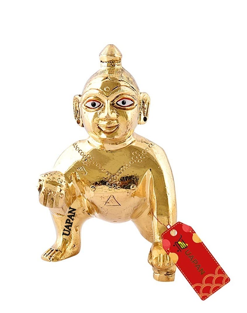 UAPAN Brass Laddu Gopal Idol, Krisnha Ji, Kanha (1500 Grams_ 18 CM), Idol - Image 3