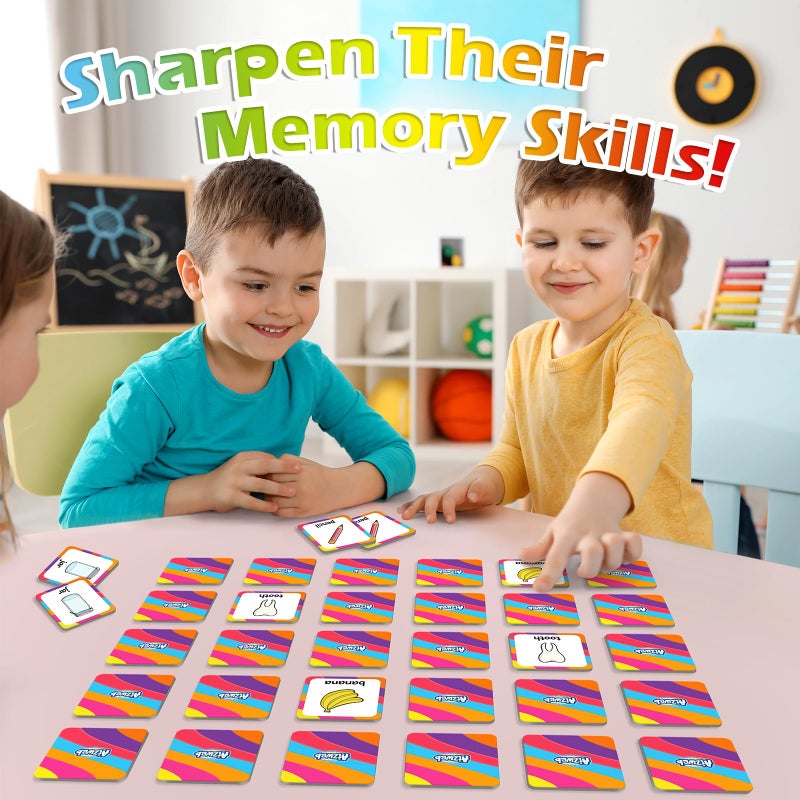 Aizweb First Words Match Game,Memory Game,52 Pcs Toddler Baby Flash Cards,Educational Toys for Pre K Preschool Kindergarten Learning Activities,Speech Therapy Materials Classroom Must Haves - Image 2