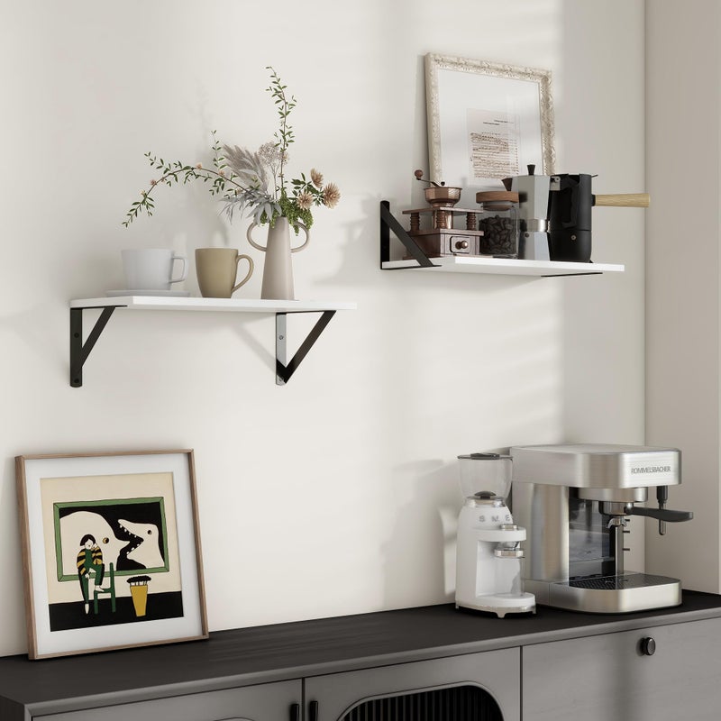Axeman White Floating Shelves for Wall, 16W x 8D Floating Shelves Set of 2, 8'' Deep Wall Shelves for Bookshelf Living Room Bedroom Home Office Bathroom - Image 2